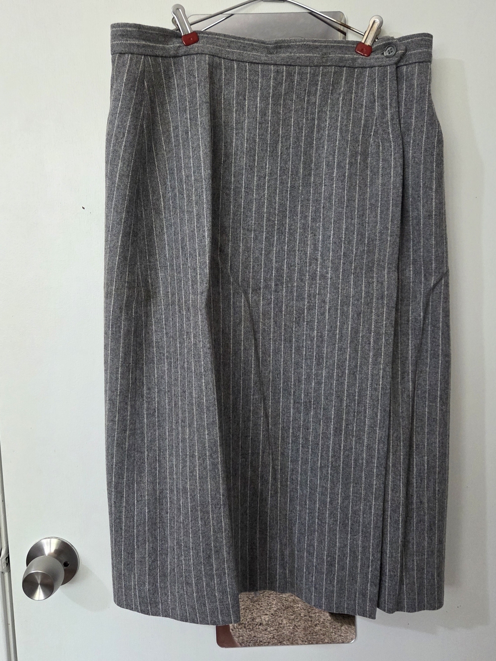 Wool Vintage Simone Alexander Betty Woodard Pinstripe Skirt Suit Set Grey - Picture 3 of 7